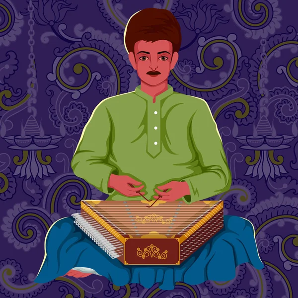 Kunstenaar Santoor folk muziek van India — Stockvector