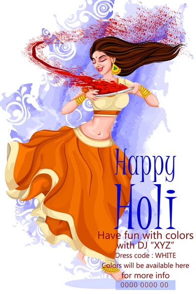 Orang India merayakan festival warna India Holi - Stok Vektor