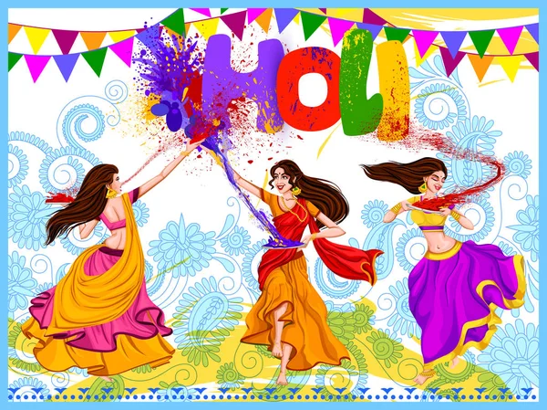 Индийцы празднуют праздник красок в Индии — стоковый вектор