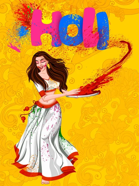 Povo indiano celebrando festival de cores da Índia Holi — Vetor de Stock