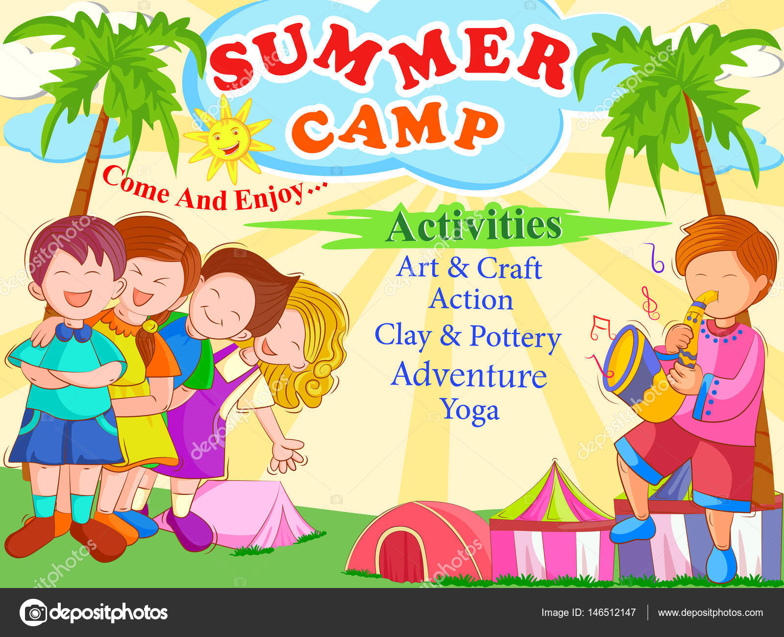 Banner poster design template for Kids Summer Camp activities Stock Vector  Image by ©PremiumStock #146512147