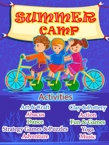 Modelo de design de cartaz de bandeira para atividades Kids Summer Camp —  Vetores de Stock