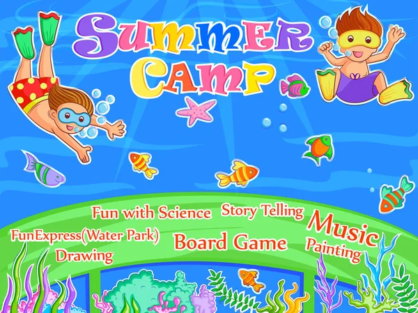 Modelo de design de cartaz de bandeira para atividades Kids Summer Camp —  Vetores de Stock