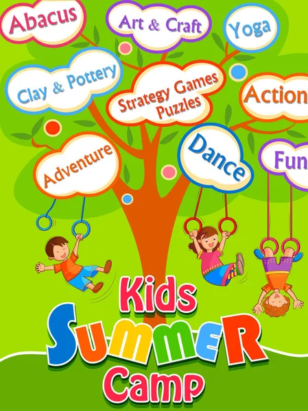 Banner poster design template for Kids Summer Camp activities — Stock Vector