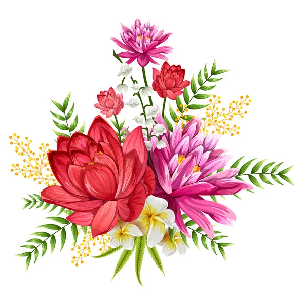 Bouquet de fleurs vintage coloré pour la conception d'invitation et de carte de vœux — Image vectorielle