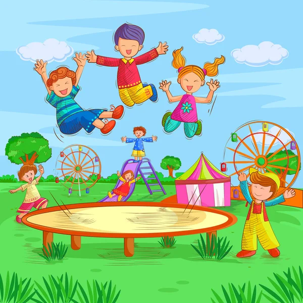Kinder spielen und genießen in den Sommerferien — Stockvektor