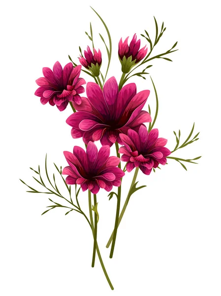 Davet ve tebrik kartı tasarımı için renkli vintage çiçek buketi — Stok Vektör
