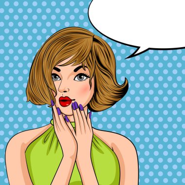 Pop sanat tarzı retro Bayan sohbet kabarcık ile