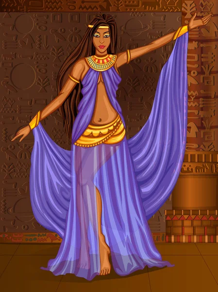埃及 civiliziation 女王女神对埃及宫殿背景 — 图库矢量图片