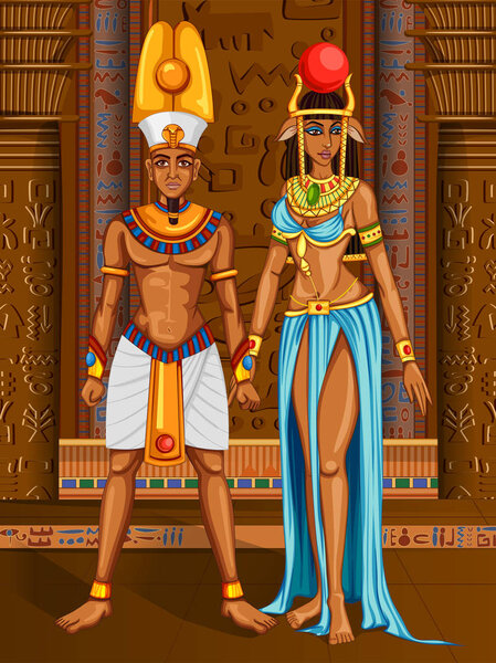 Egyptian civiliziation King Pharaoh God on Egypt palace backdrop