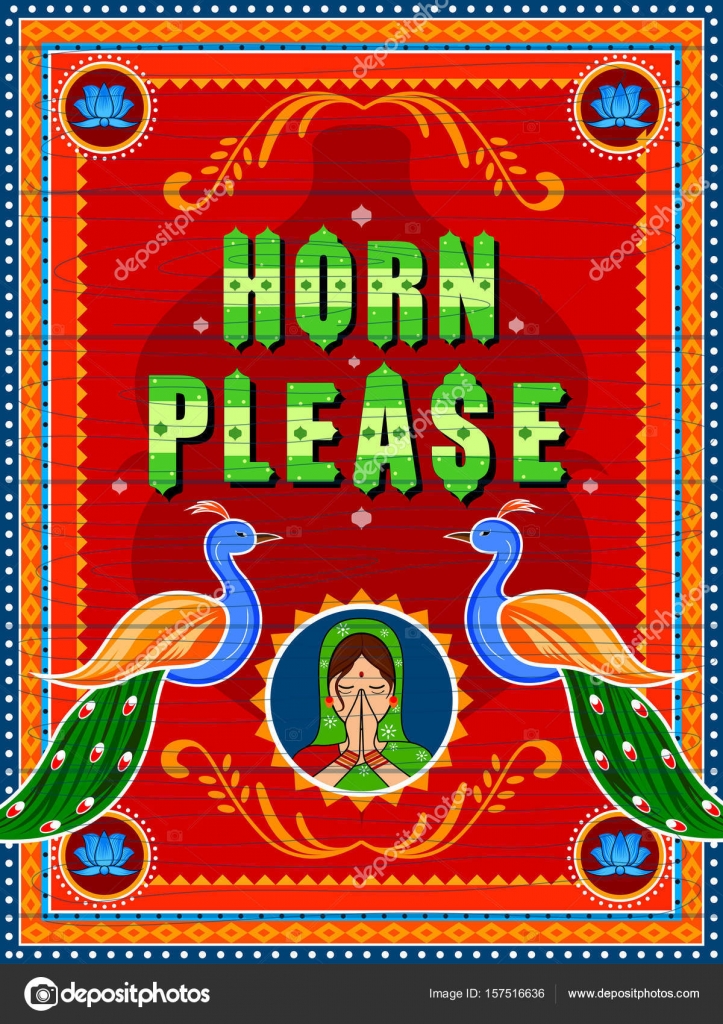 Horn Please Background In Indian Truck Art Style Stock Vector Royalty Free Vector Image By C Premiumstock 157516636