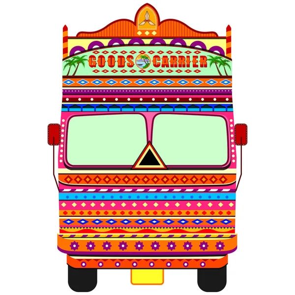 Camion de l'Inde dans le style de l'art indien — Image vectorielle