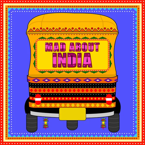 Fou Au sujet de l'Inde fond dans le style Indian Truck Art — Image vectorielle