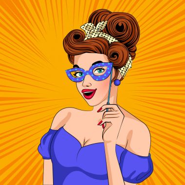 Pop sanat tarzı retro Bayan parti karnaval maskesi