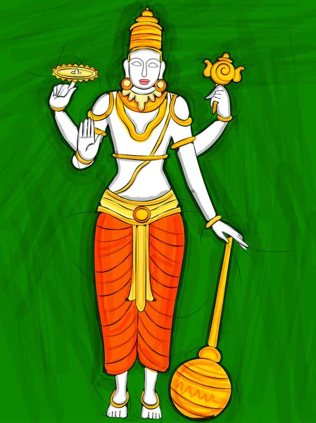Vintage Hint Lord Vishnu heykel heykeli — Stok Vektör