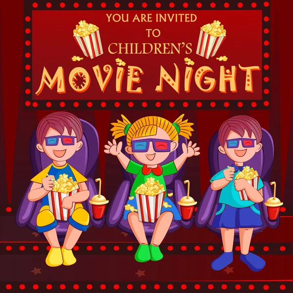 子供映画祭のパーティーの夜のためのポスター — ストックベクタ
