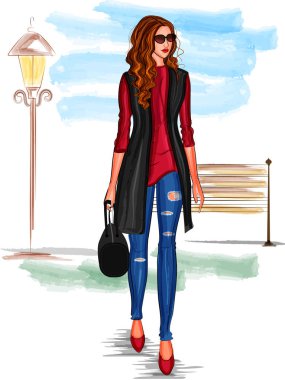 Modern şık moda kadın moda modeli