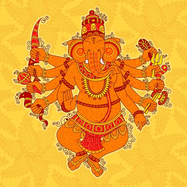 Hint Lord Ganesha Soyut heykel resim Hindistan sanat tarzı — Stok Vektör