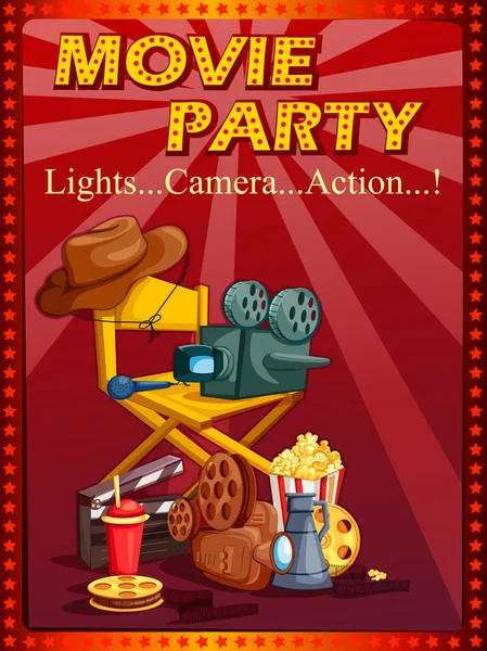 Plakat für Filmfestival-Party-Nacht — Stockvektor