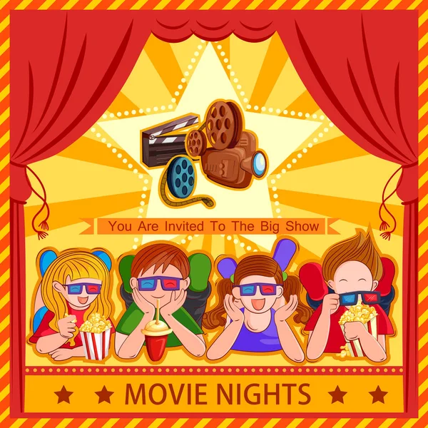 Cartaz para crianças Filme Festival de cinema festa noite —  Vetores de Stock