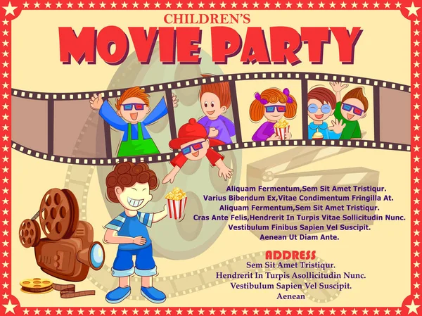 Cartaz para crianças Filme Festival de cinema festa noite —  Vetores de Stock