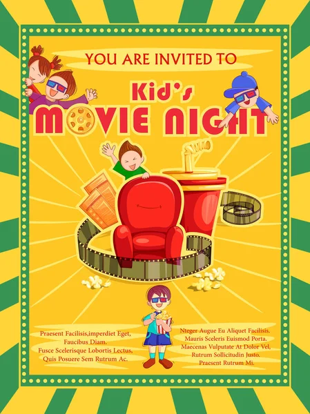 Plakat für Kinderfilmfestival Partynacht — Stockvektor
