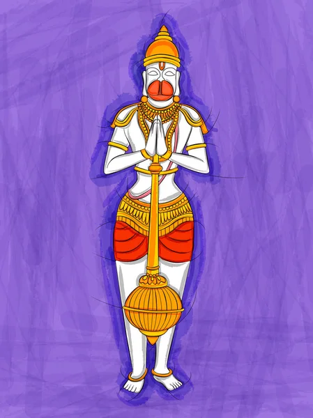 Pintura de estátua abstrata de Deus indiano escultura Hanuman — Vetor de Stock