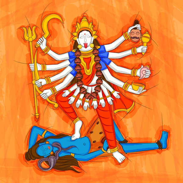 Αφηρημένη ζωγραφική άγαλμα της θεάς Κάλι ινδική γλυπτικής — Διανυσματικό Αρχείο