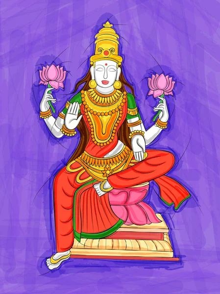 Hint tanrıçası Lakshmi heykel heykeli resim soyut — Stok Vektör