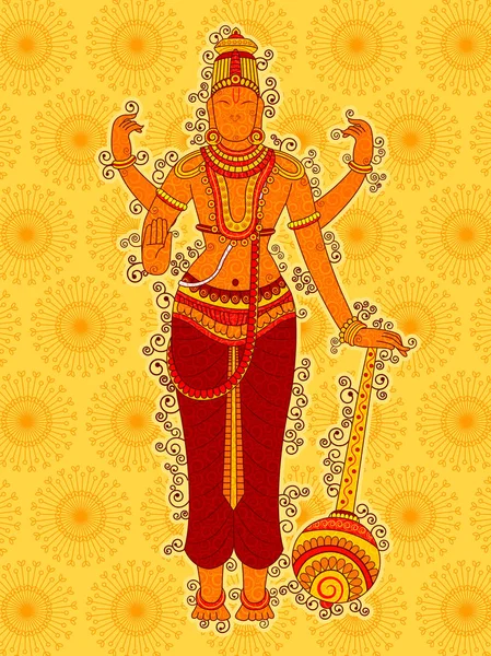 Estatua Vintage del Señor indio Vishnu en estilo de arte de la India — Vector de stock