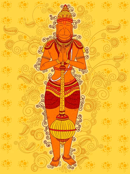 Vintage Statue of Indian Lord Hanuman in India art style — Stock Vector