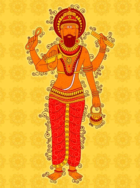 빈티지 동상의 인도 하나님 Vishwakarma 인도 미술 스타일에 — 스톡 벡터