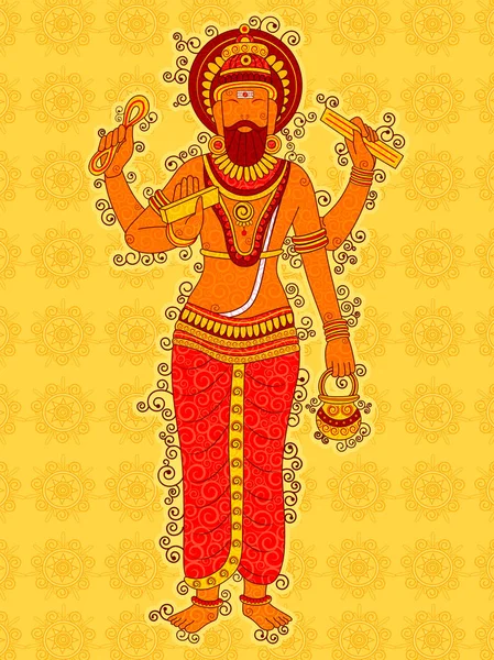 Estatua Vintage de Dios indio Vishwakarma en estilo de arte de la India — Vector de stock