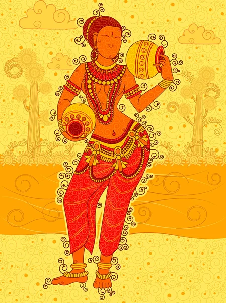 Vintage çiçek sanat tarzı Hintli kadın heykel heykeli