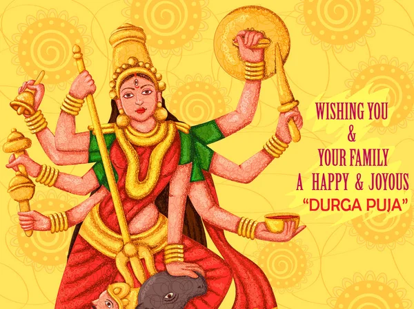 Ινδή θεά Durga γλυπτό για Durga Puja εορταστικό φεστιβάλ της Ινδίας στην Dussehra Vijayadashami Navratri — Διανυσματικό Αρχείο