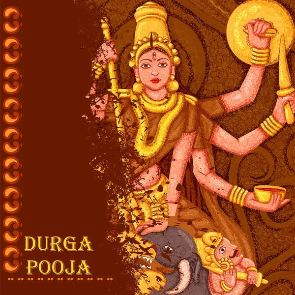 Diosa india Escultura Durga para el festival de vacaciones Durga Puja de la India en Dussehra Vijayadashami Navratri — Vector de stock