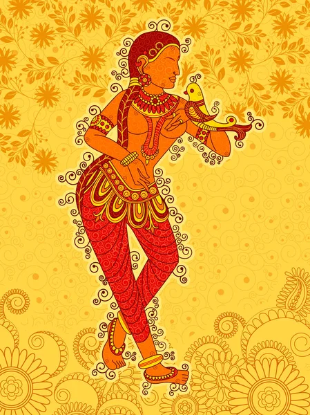 Vintage çiçek sanat tarzı Hintli kadın heykel heykeli