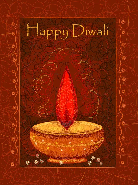 Felice Diwali India festival saluto sfondo in stile indiano scribble art — Vettoriale Stock