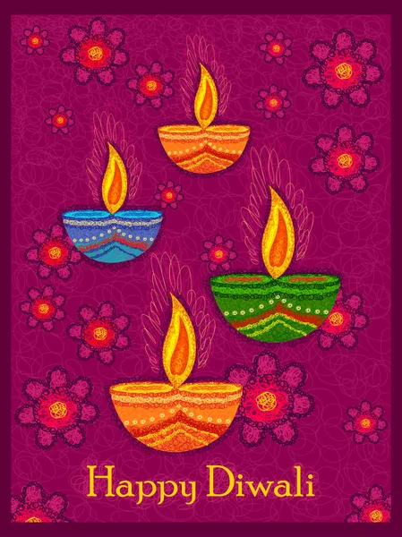 Happy Diwali India festival saluant fond dans le style d'art gribouillis indien — Image vectorielle