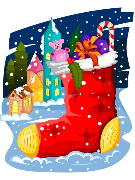 Santa harisnya, kellemes karácsonyi ünnepeket és boldog ünnepek ünnepe háttér — Stock Vector
