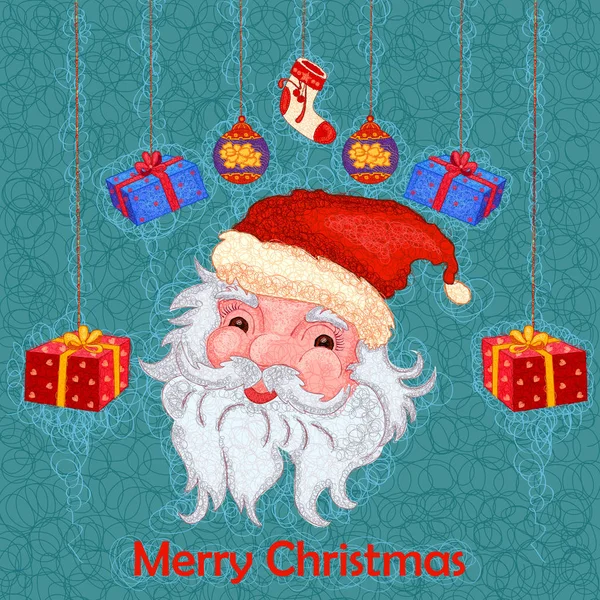 Noel Baba ve neşeli Noel ve mutlu yeni yıl tatili kutlama arka planda hediye ile Elf — Stok Vektör