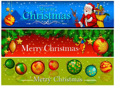 Mutlu Noeller ve mutlu yeni yıl tatili kutlama arka plan için Banner başlığı dekore edilmiş