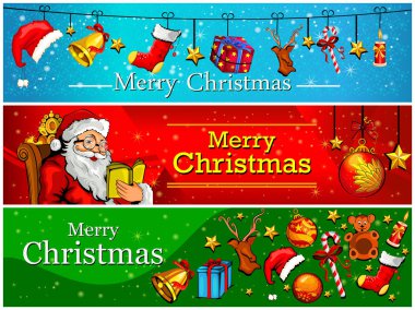 Mutlu Noeller ve mutlu yeni yıl tatili kutlama arka plan için Banner başlığı dekore edilmiş