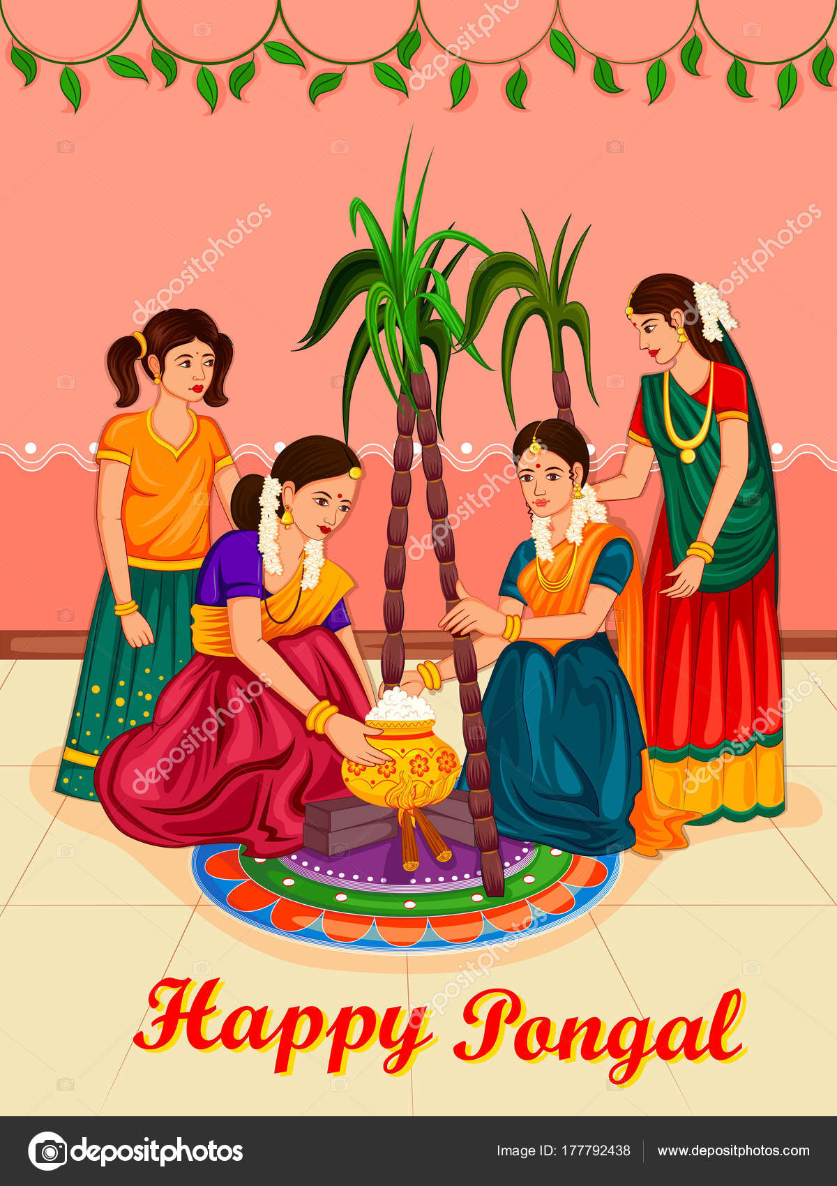 Happy Pongal religious traditional festival of Tamil Nadu ...