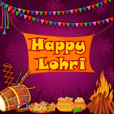 Hasat Festivali Pencap, Hindistan mutlu Lohri tatil arka plan