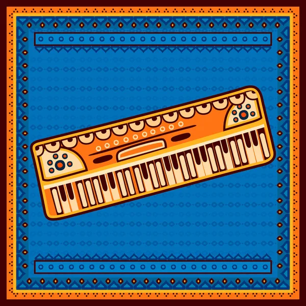 Klavye müzik enstrümanı Hindistan desi Halk sanat tarzı — Stok Vektör