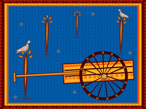 Carrello a mano Thela trasporto in India desi folk art style — Vettoriale Stock