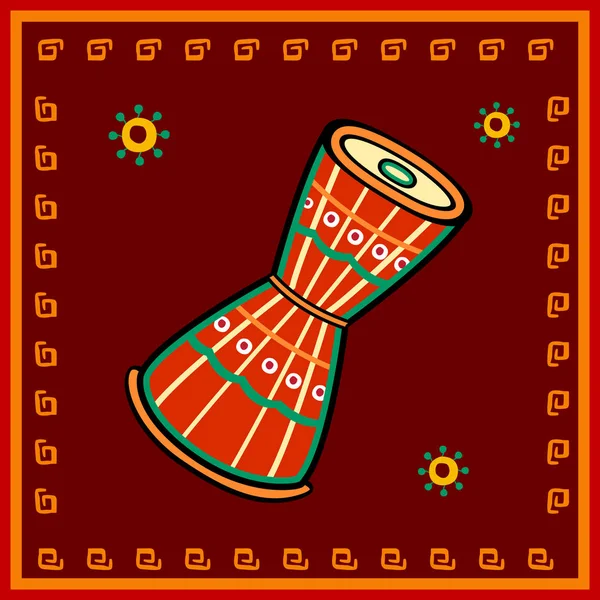 Damru Strumento musicale in India desi folk art style — Vettoriale Stock