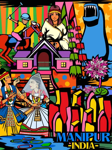 Exposição culutral colorida de Manipur do Estado em Índia — Vetor de Stock