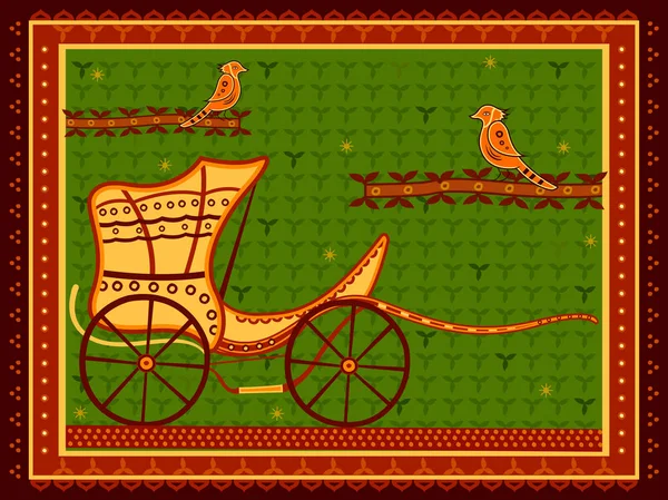 Transporte de baggi de carruagem na Índia estilo de arte popular desi —  Vetores de Stock